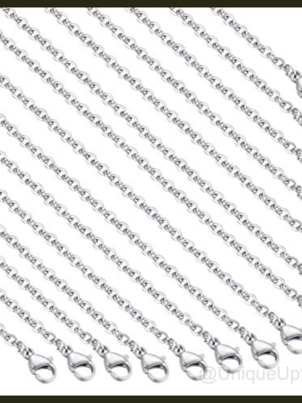 30 Pack 18 Inch Stainless Steel Necklace Chains DIY Jewelry Making Lobster Clasp